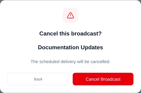 The cancellation confirmation explaining that the scheduled delivery will be cancelled.